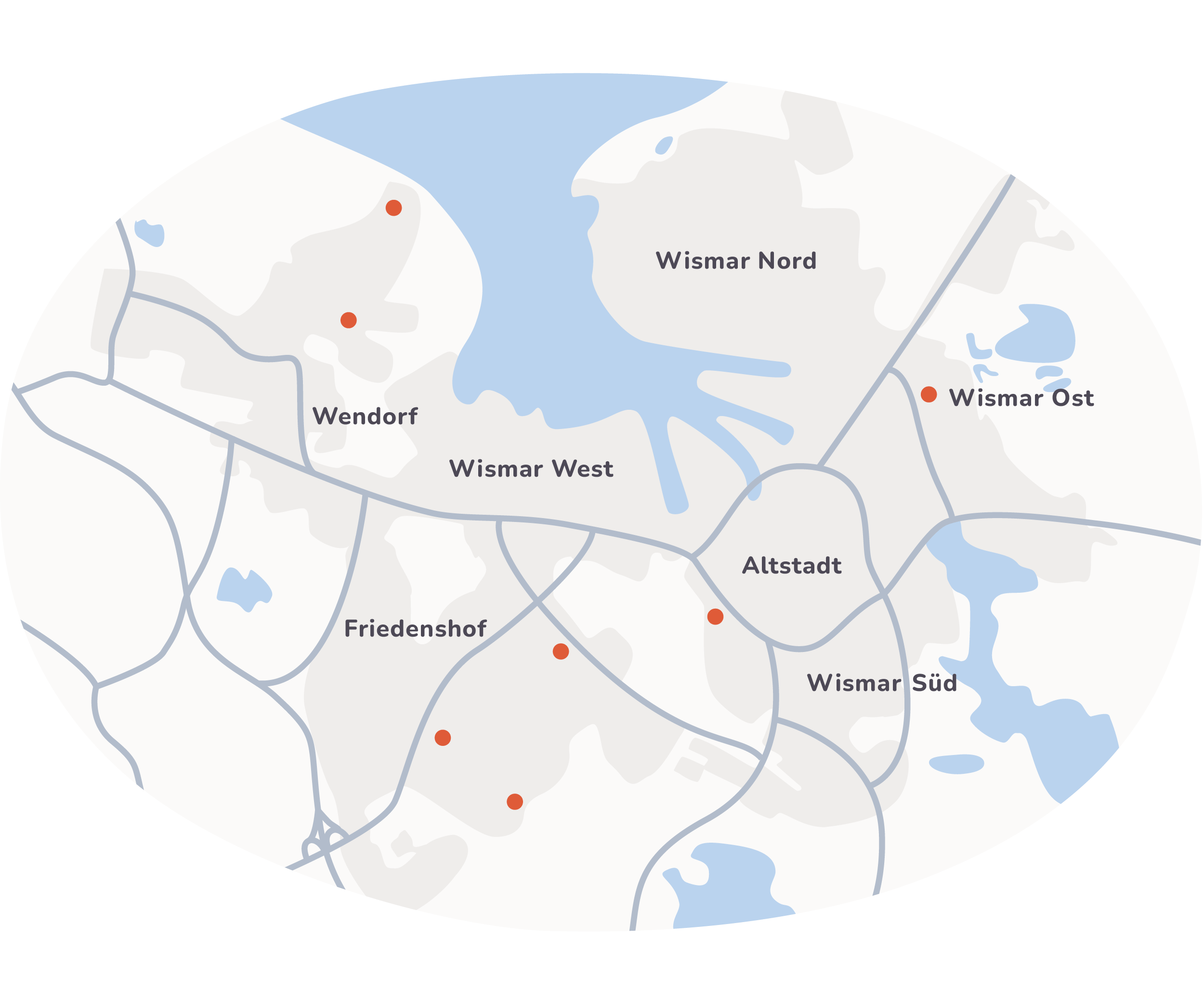 Karte der Standorte in Wismar